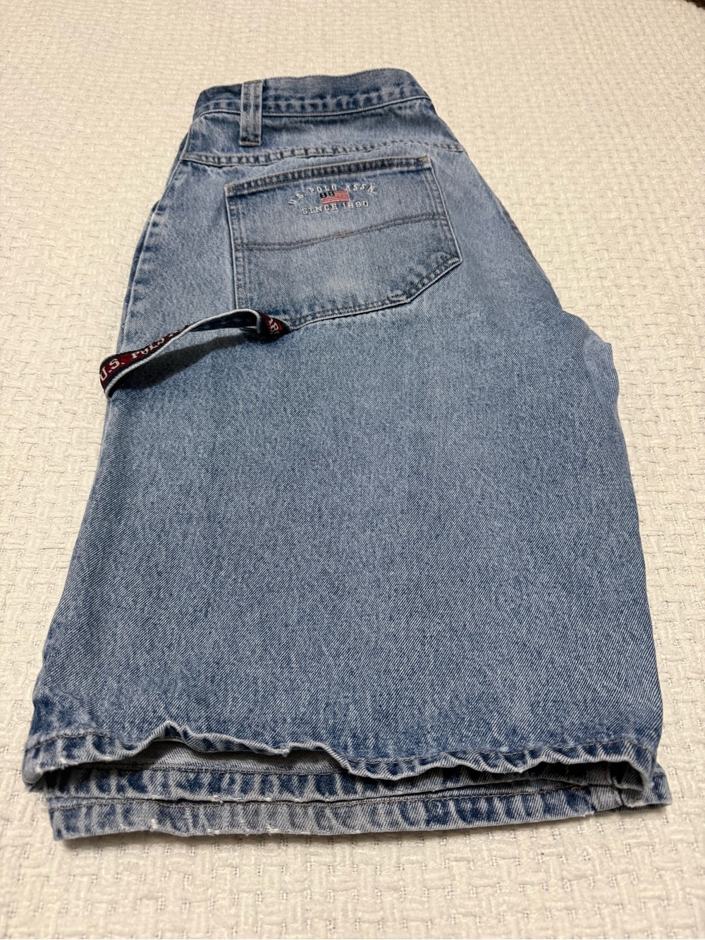 US Polo Assn. blue denim jorts, Size 38”.